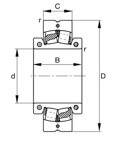 222S.800 Spherical Roller Bearing drawing 222S.800 Spherical Roller Bearing drawing